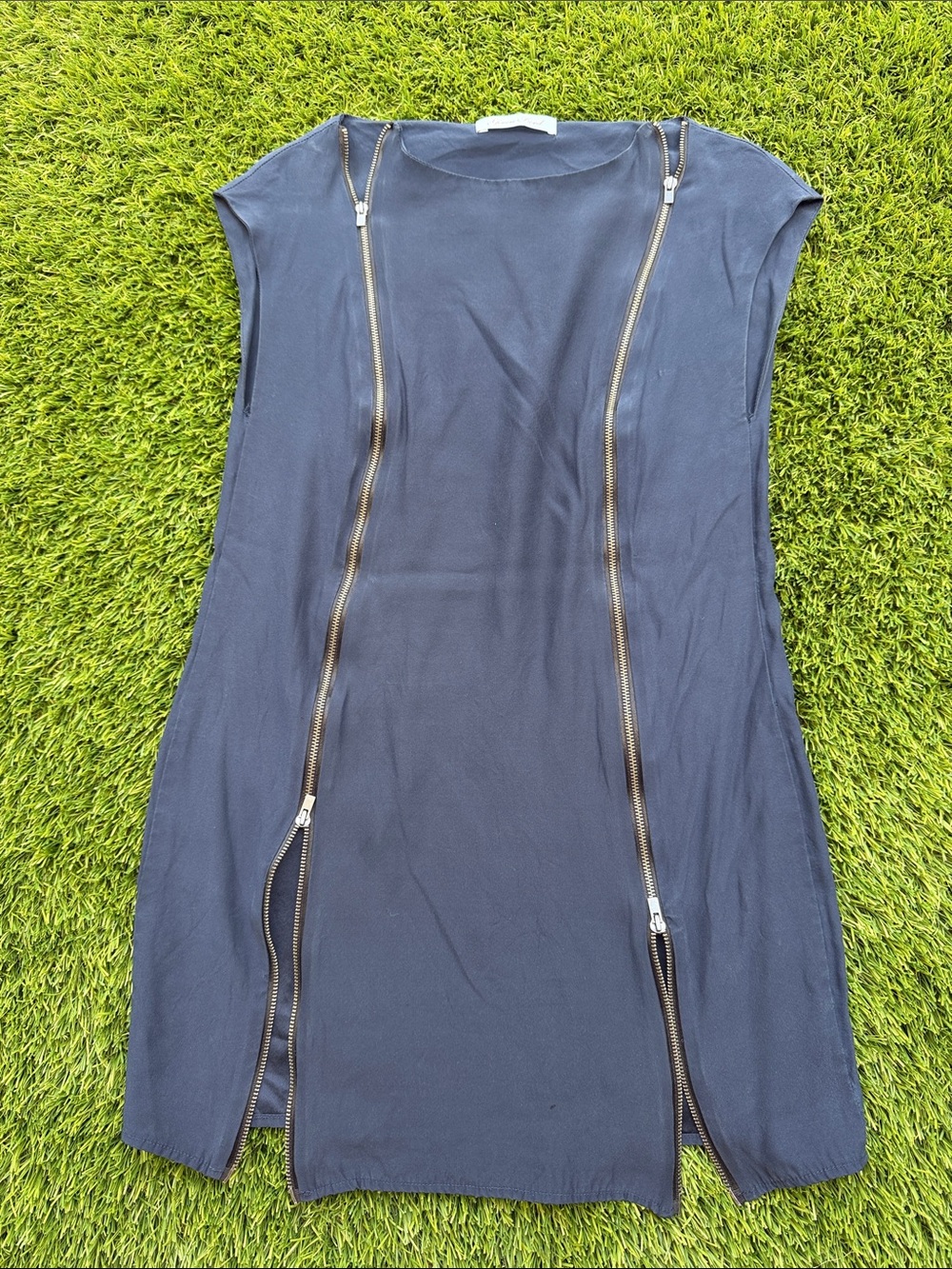 Women’s Silk Navy Zip-Front Mini Dress